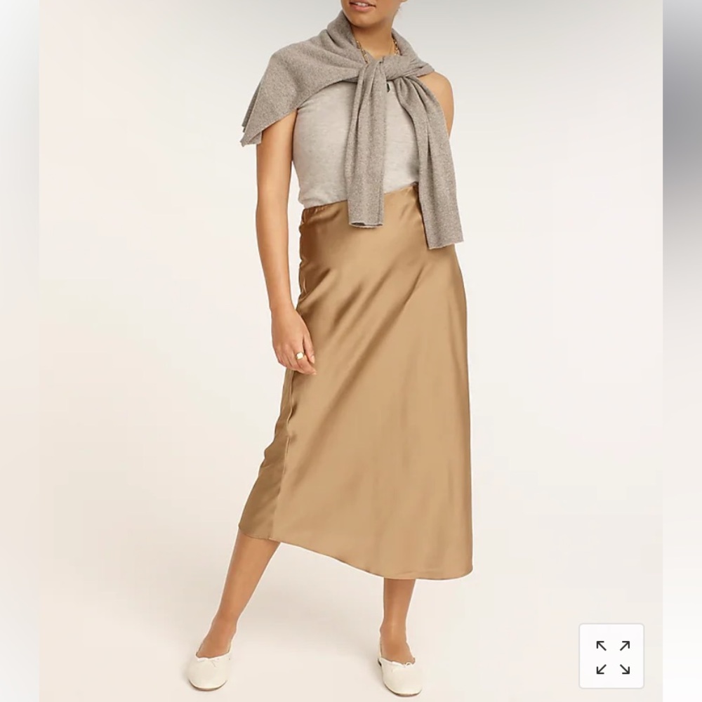 NWT J. Crew Gwyneth slip skirt | M | Camel